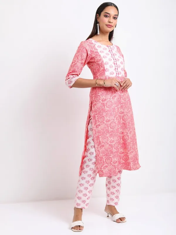  Ketch Women Pink Printed Kurta Sets