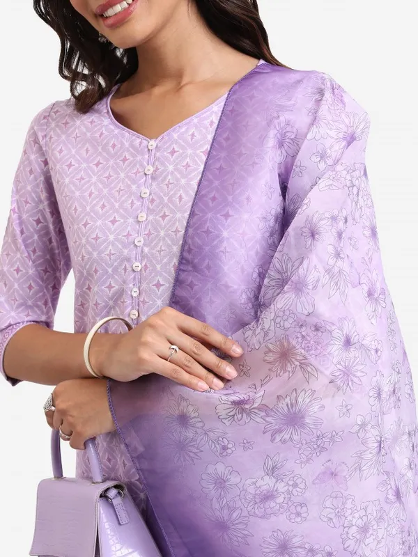  Ketch Women Lavender Printed Kurta Sets