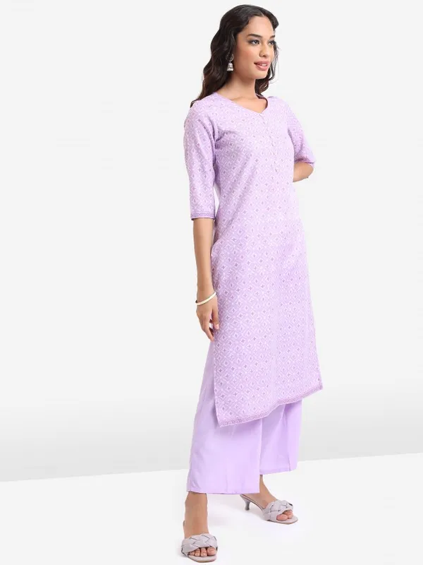  Ketch Women Lavender Printed Kurta Sets