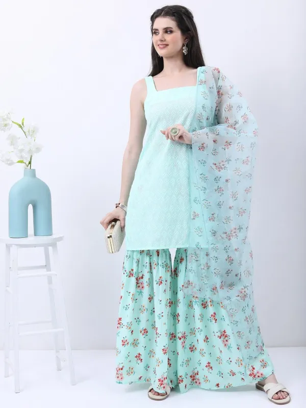 Women Kurta With Sharara And Dupatta