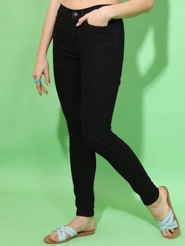  Tokyo Talkies Women Black Skinny Fit Clean Look Jeans