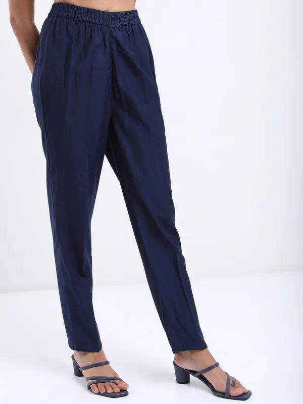 Vishudh Women Blue Solid Kurta with Trouser And Dupatta