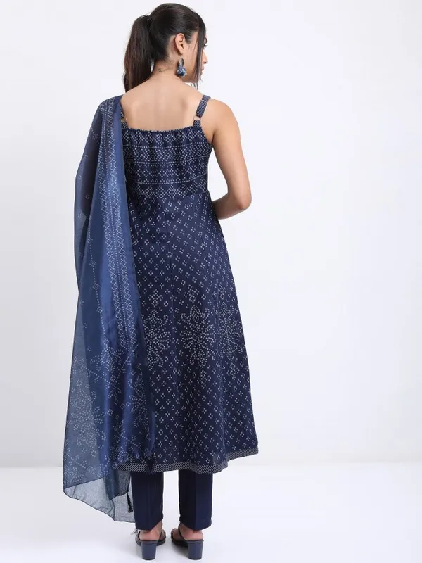Vishudh Women Blue Printed Kurta With Trouser And Dupatta