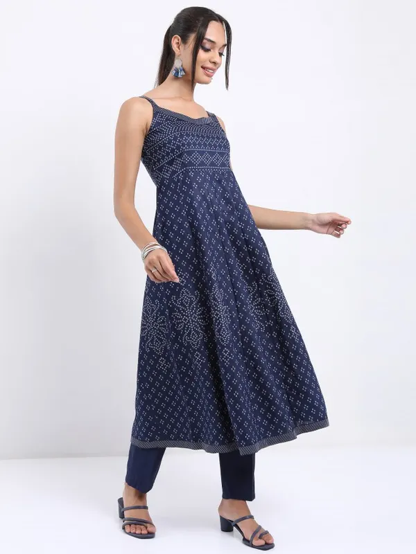 Vishudh Women Blue Printed Kurta With Trouser And Dupatta