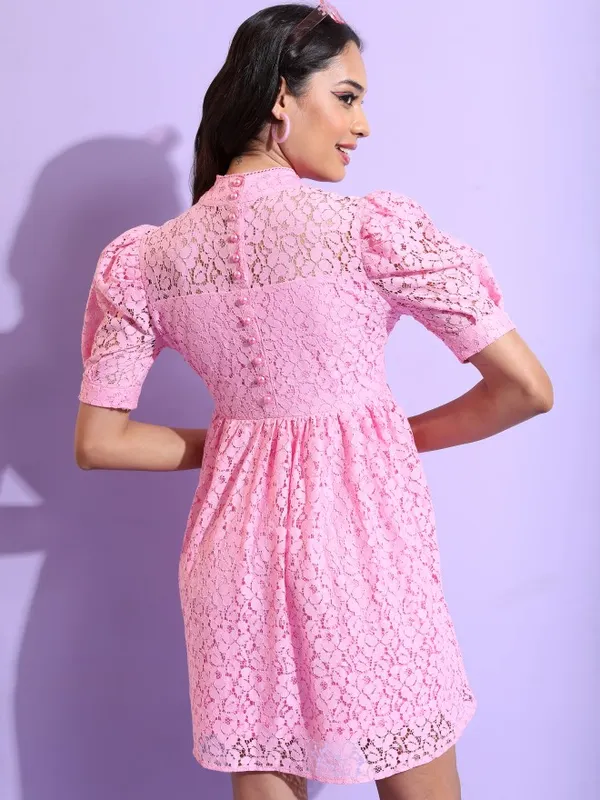  Tokyo Talkies Women Pink Solid Fit And Flare Dresses