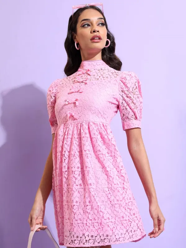  Tokyo Talkies Women Pink Solid Fit And Flare Dresses