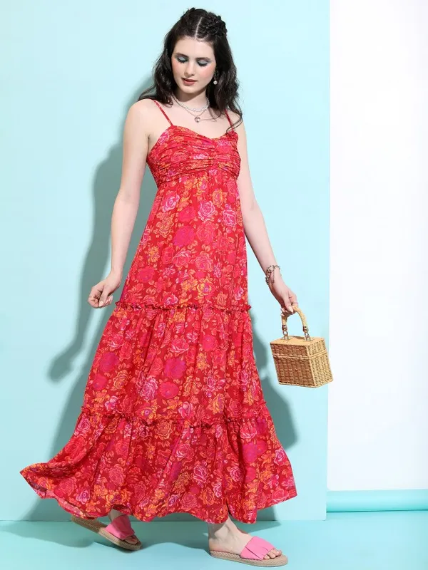  Tokyo Talkies Women Red Printed A-Line Dresses