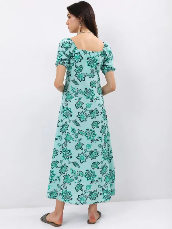  Tokyo Talkies Women Green Printed Maxi Dresses
