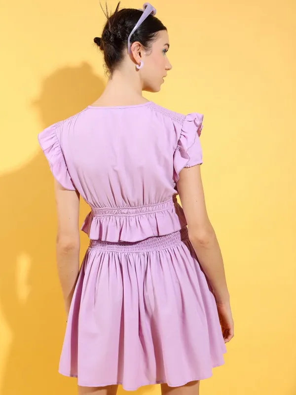  Tokyo Talkies Women Lavender Solid A-Line Dresses