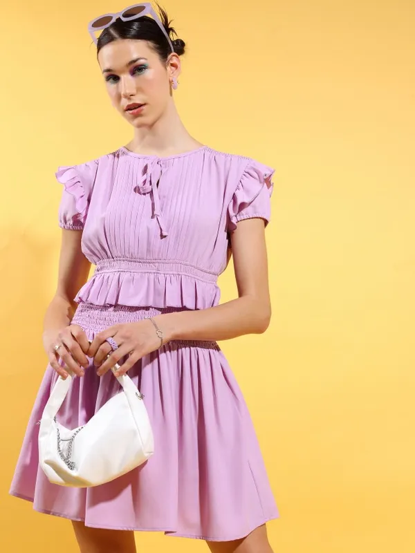  Tokyo Talkies Women Lavender Solid A-Line Dresses