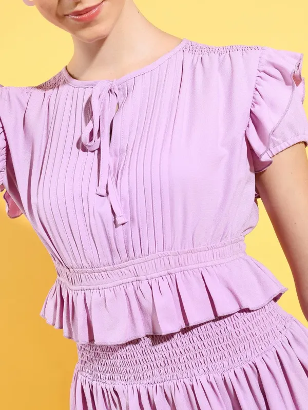  Tokyo Talkies Women Lavender Solid A-Line Dresses