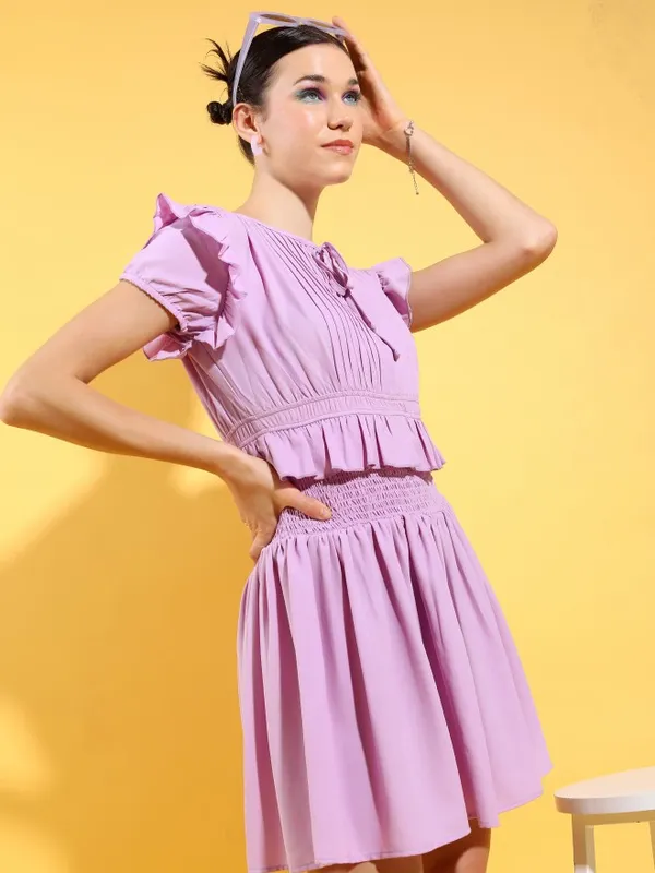  Tokyo Talkies Women Lavender Solid A-Line Dresses