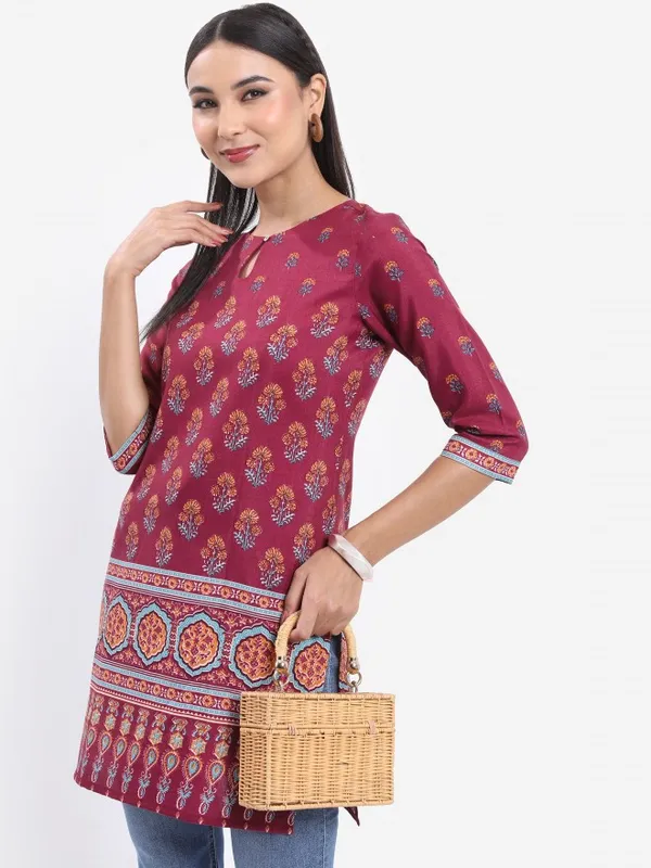 Vishudh Women Maroon Printed Tunic