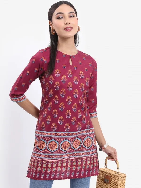 Vishudh Women Maroon Printed Tunic