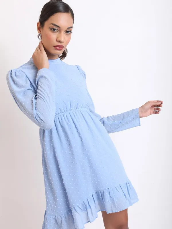  Ketch Women Blue Self Design Fit And Flare Dresses