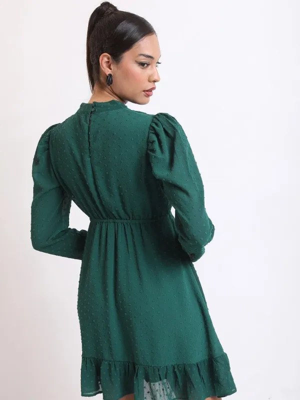  Ketch Women Green Self Design Fit And Flare Dresses