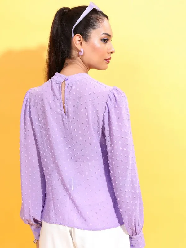 Tokyo Talkies Women Violet Self Design Regular Top