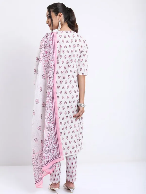  Vishudh Women White Printed Kurta Sets