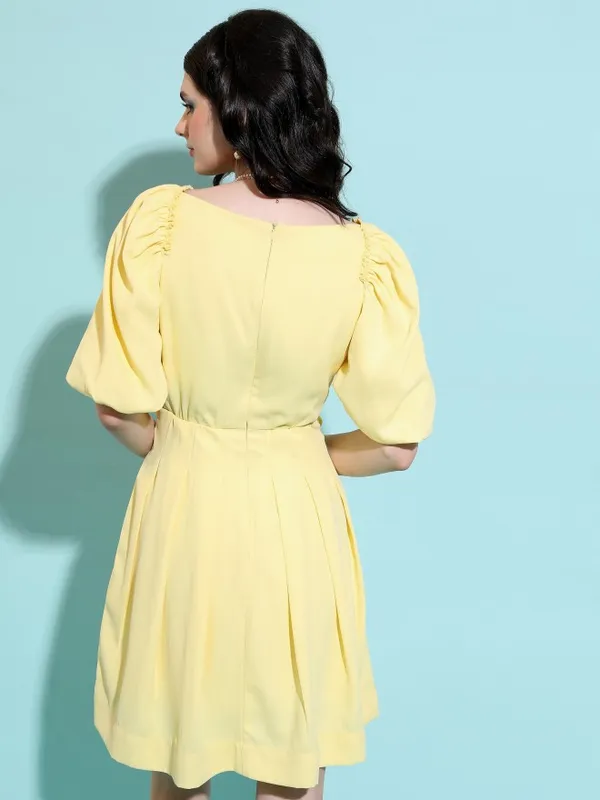  Tokyo Talkies Women Yellow Solid Fit And Flare Dresses