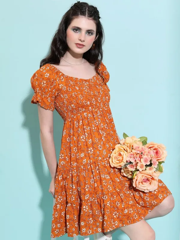 Printed Fit and Flare Dress