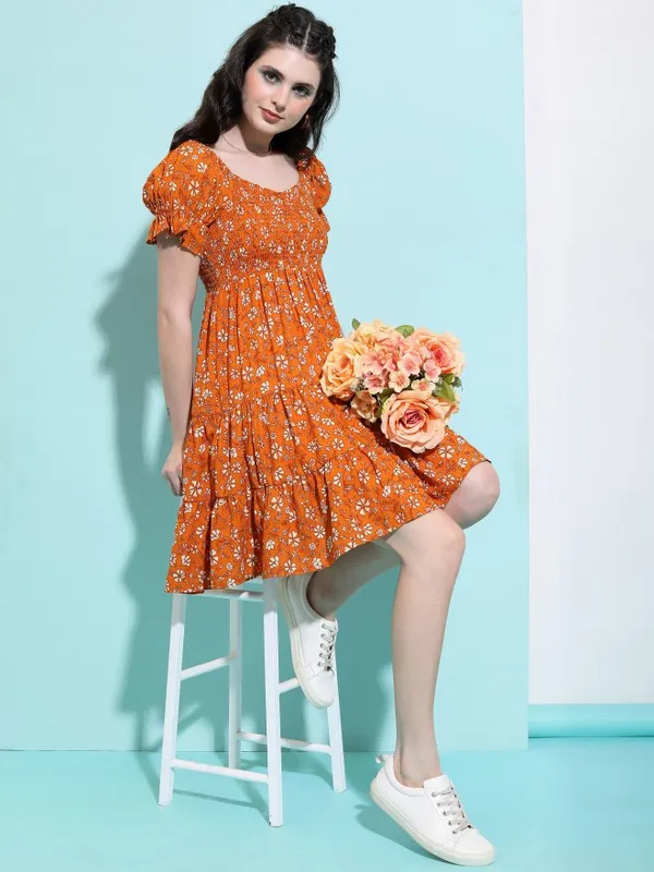Printed Fit and Flare Dress
