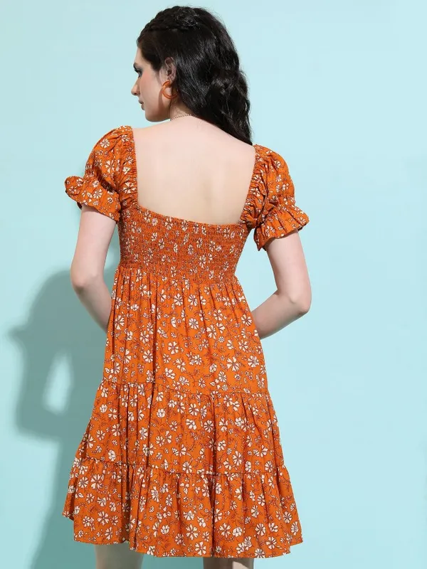 Printed Fit and Flare Dress