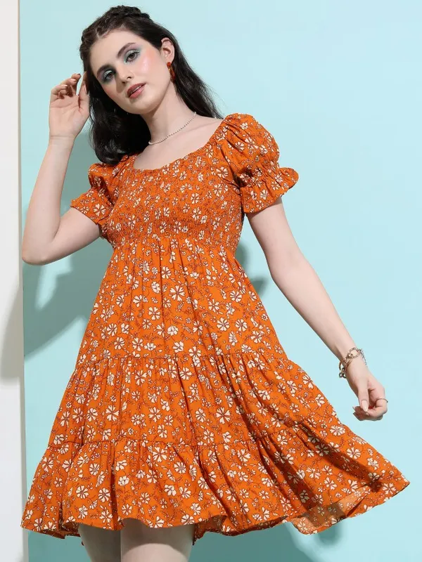 Printed Fit and Flare Dress