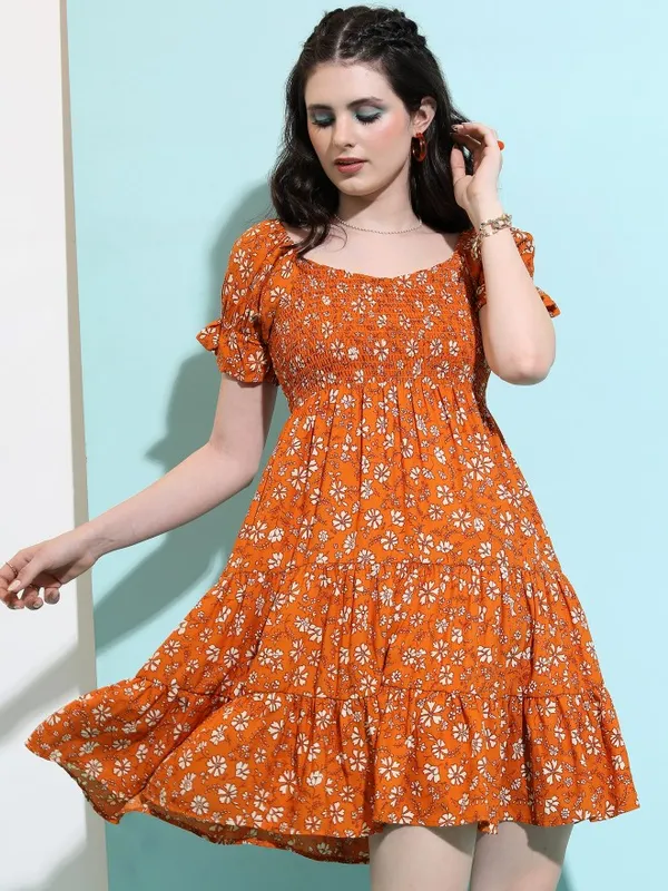 Printed Fit and Flare Dress