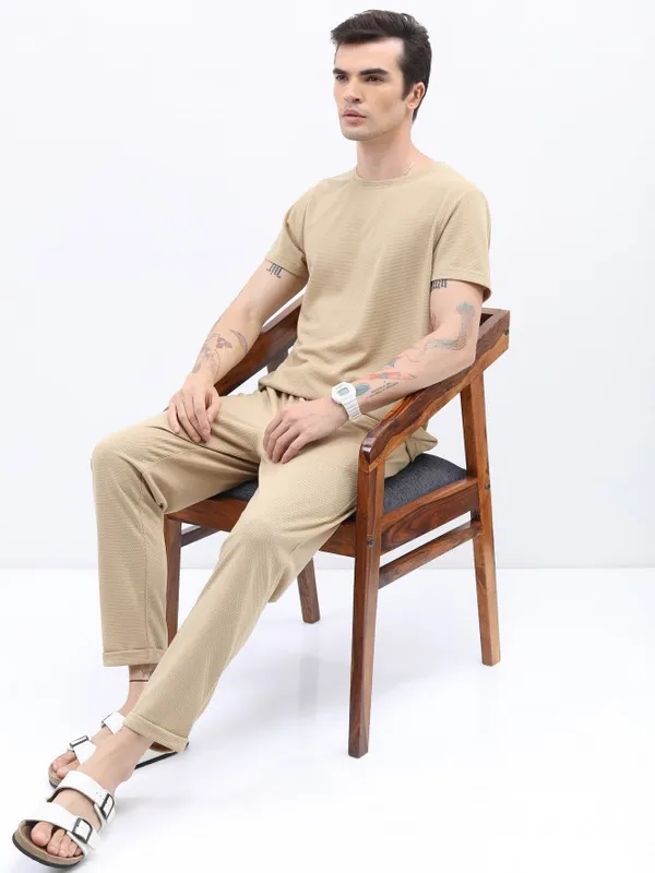  Highlander Men Cream Regular Fit Track Pants