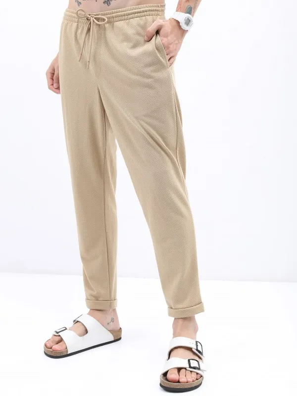  Highlander Men Cream Regular Fit Track Pants
