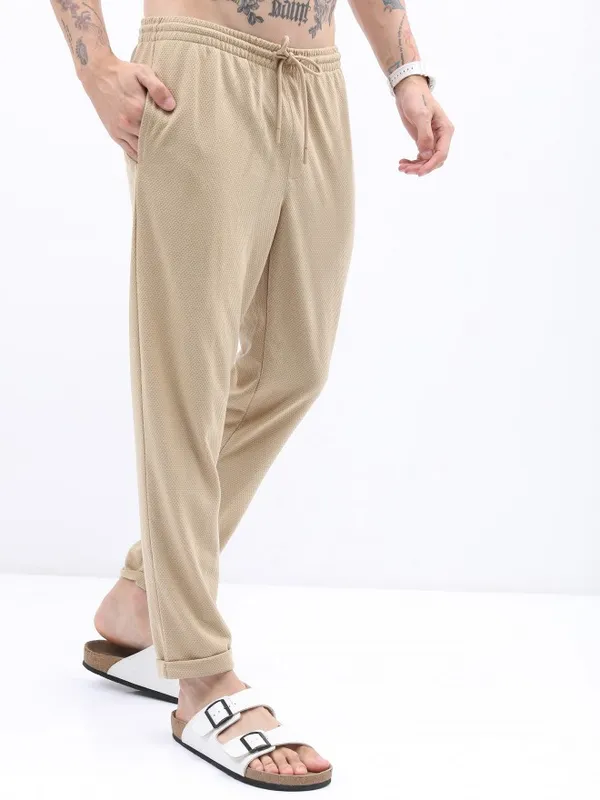  Highlander Men Cream Regular Fit Track Pants