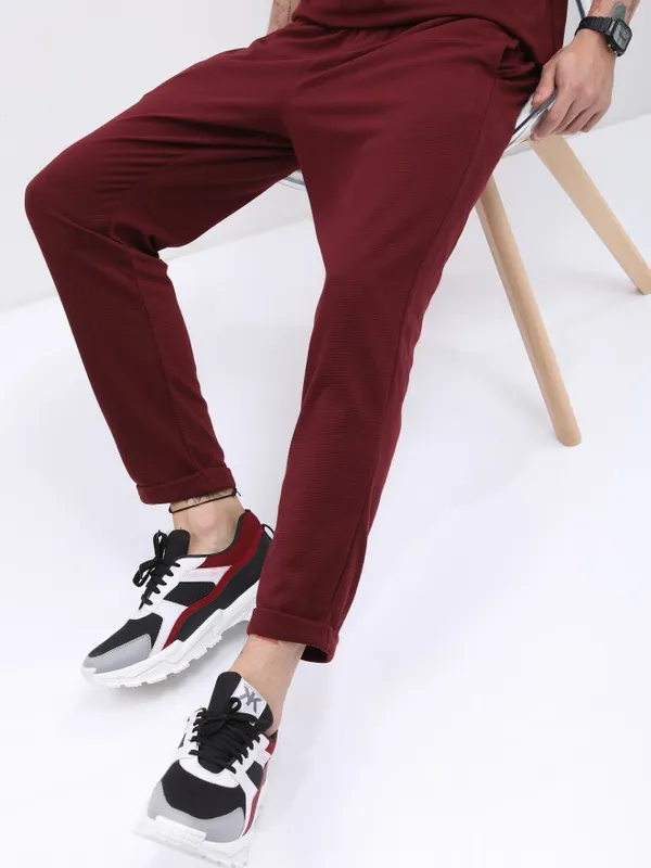  Ketch Men Maroon Regular Fit Track Pants