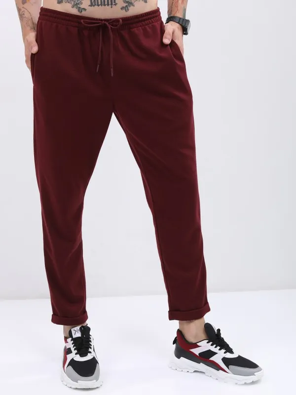  Ketch Men Maroon Regular Fit Track Pants