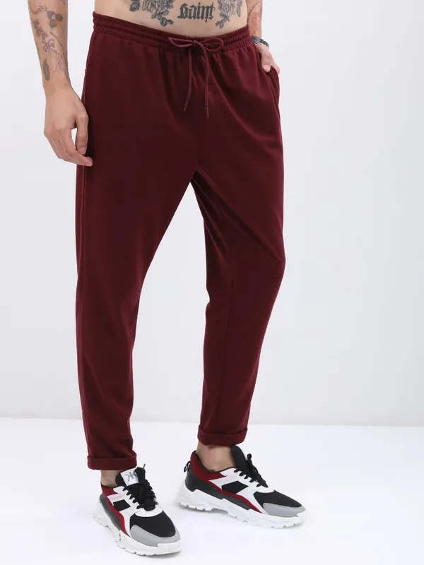 Ketch Men Maroon Regular Fit Track Pants