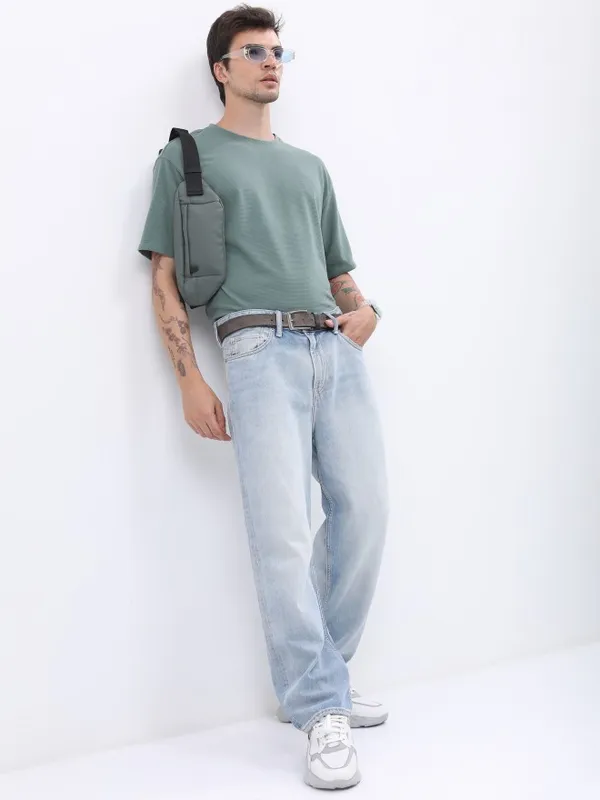 Ketch Men Green Solid Round Neck T-Shirts