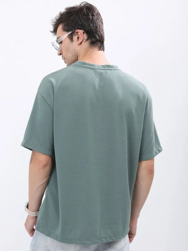  Ketch Men Green Solid Round Neck T-Shirts