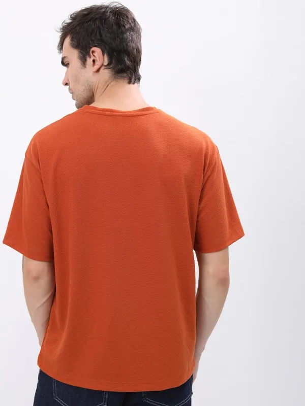  Highlander Men Terracotta Solid Round Neck T-Shirts