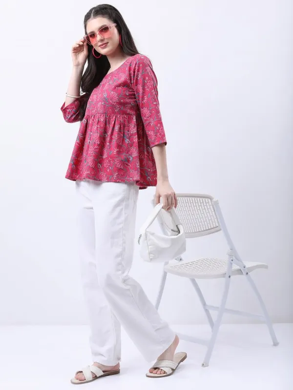 Vishudh Women Pink Printed Top