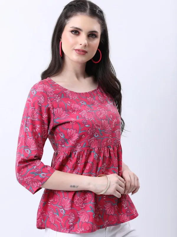 Vishudh Women Pink Printed Top