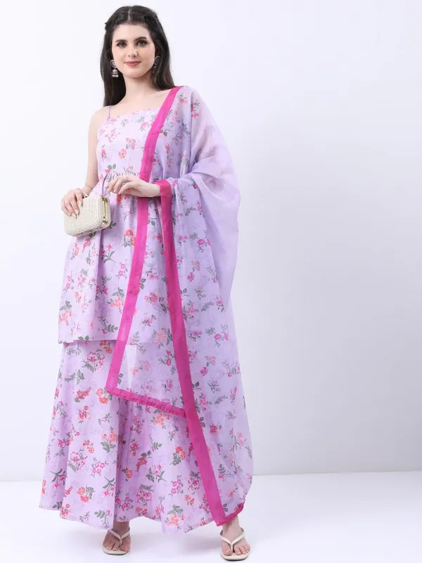  Vishudh Women Lavender Printed Kurta Sets