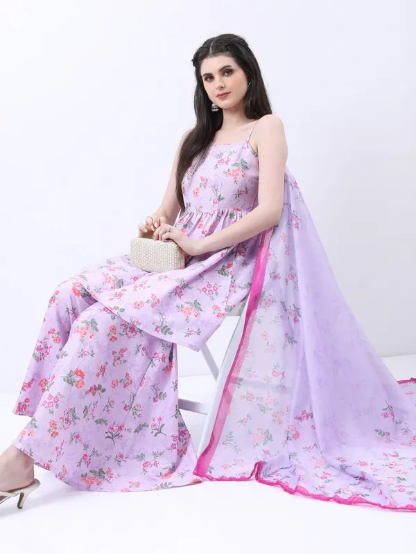  Vishudh Women Lavender Printed Kurta Sets