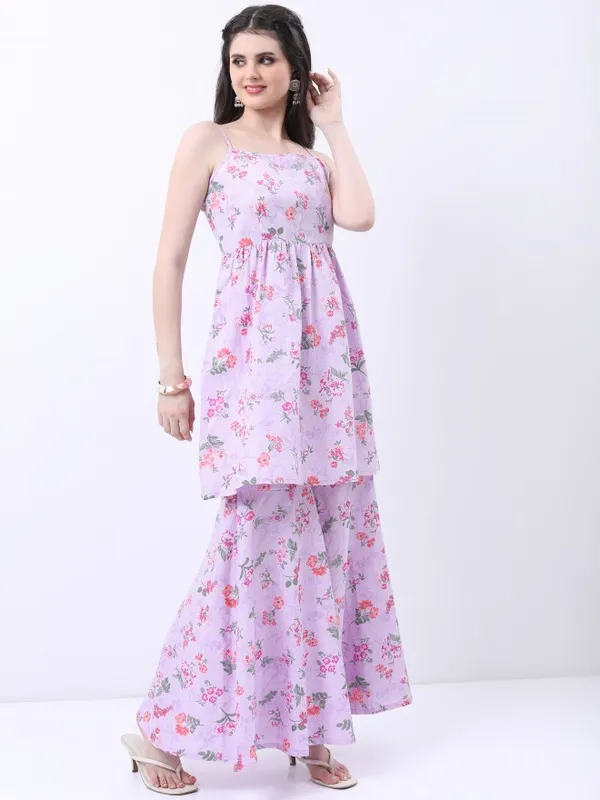  Vishudh Women Lavender Printed Kurta Sets