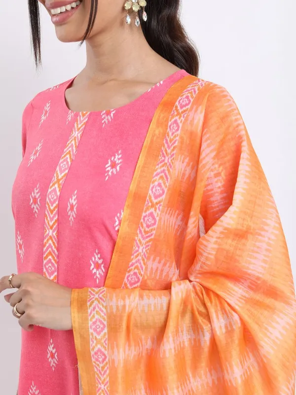  Ketch Women Pink Printed Kurta Sets