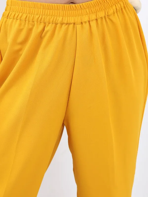 Vishudh Women Yellow Printed Top With Dhoti Pant