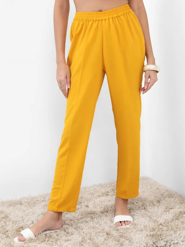 Vishudh Women Yellow Printed Top With Dhoti Pant