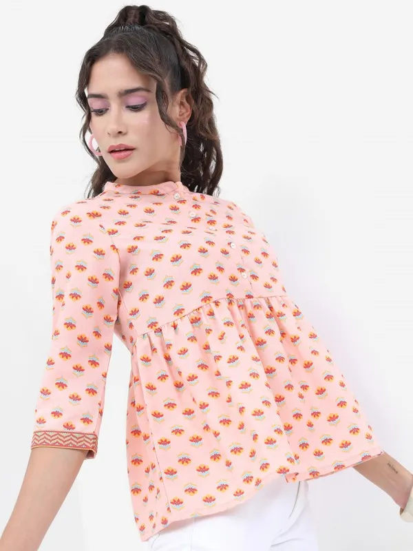 Vishudh Women Peach Printed Top