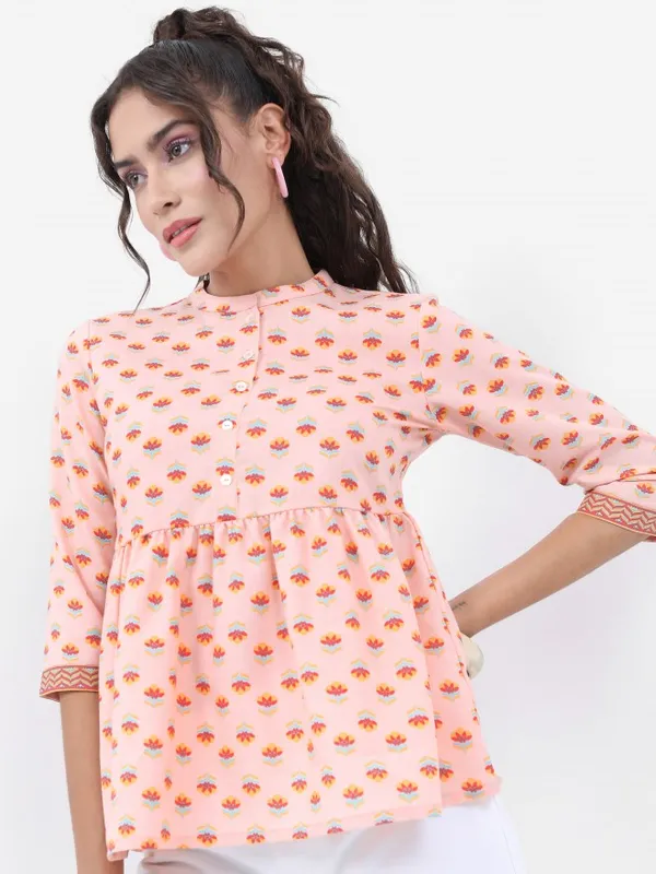 Vishudh Women Peach Printed Top