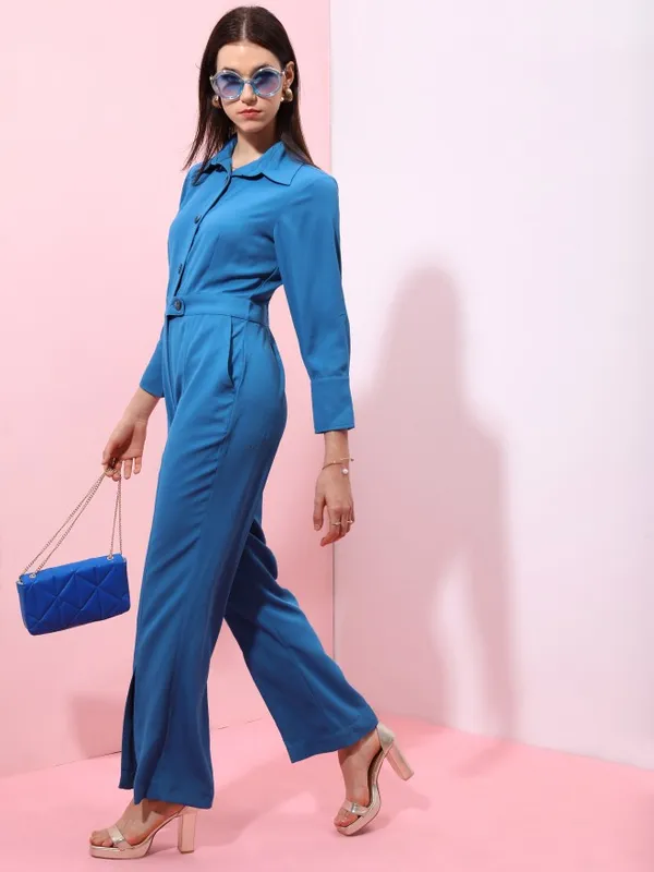 Tokyo Talkies Women Blue Solid Jumpsuit
