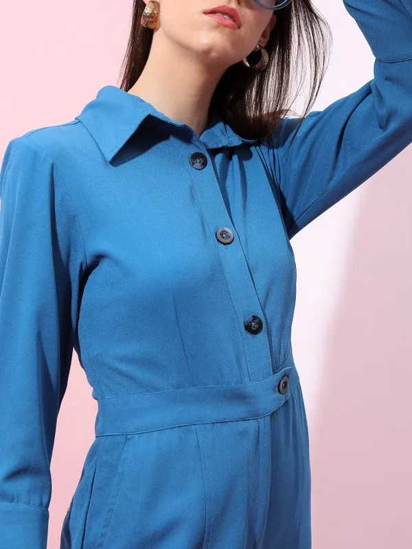 Tokyo Talkies Women Blue Solid Jumpsuit
