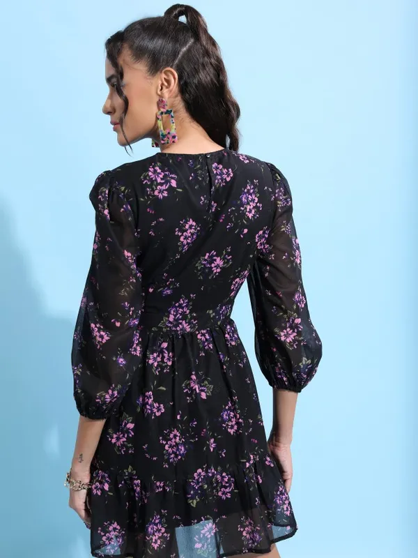  Tokyo Talkies Women Black Printed Fit And Flare Dresses